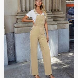 Women's Tan Denim Overalls